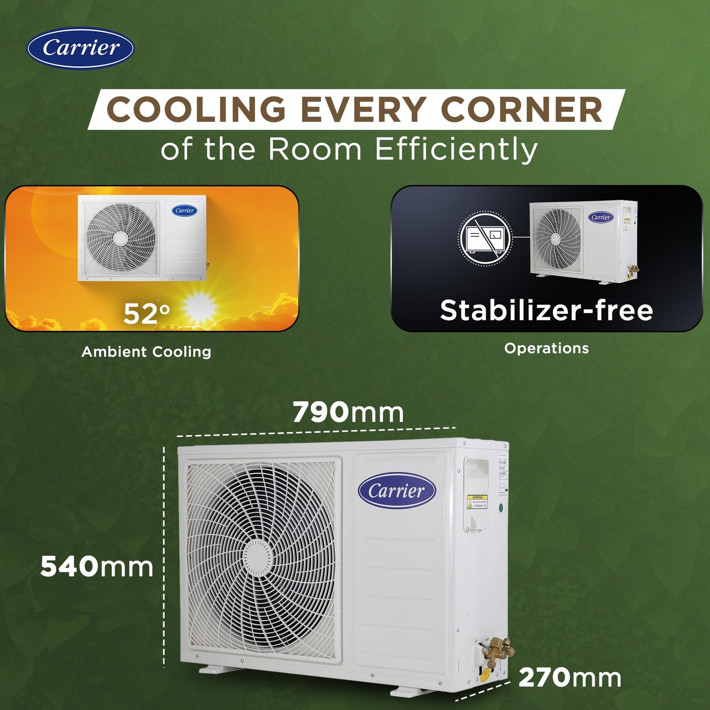 Carrier 2 Ton 5 Star Wi-Fi Inverter Split AC (Copper, Convertible 6-in-1 Cooling, Smart Display, PM 2.5 Filter,White)