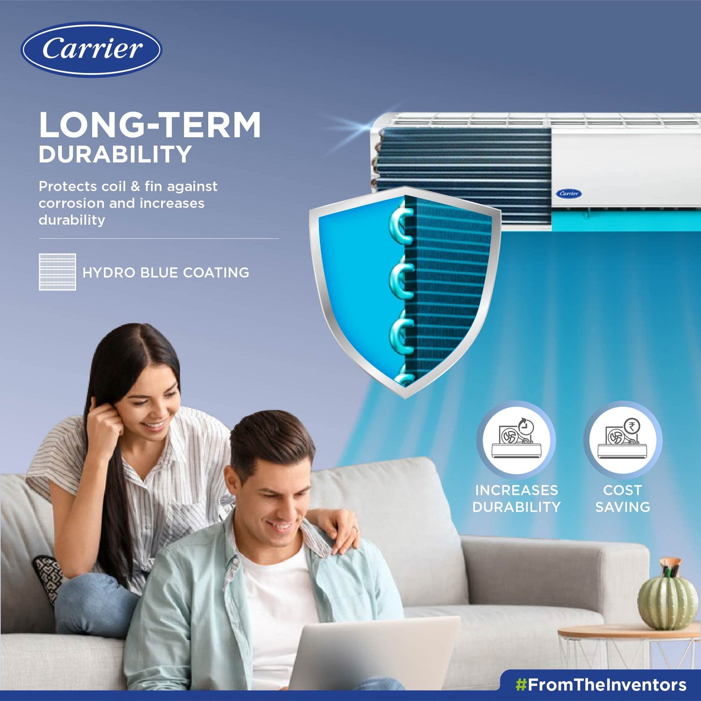 Carrier 2 Ton 5 Star Wi-Fi Inverter Split AC (Copper, Convertible 6-in-1 Cooling, Smart Display, PM 2.5 Filter,White)